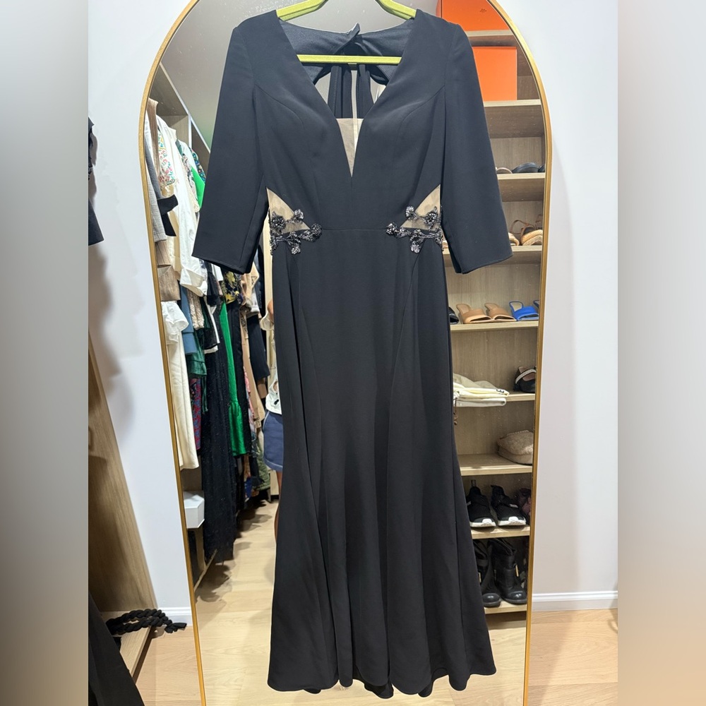 Chic Black Long Sleeve Dress with Embellished Accents